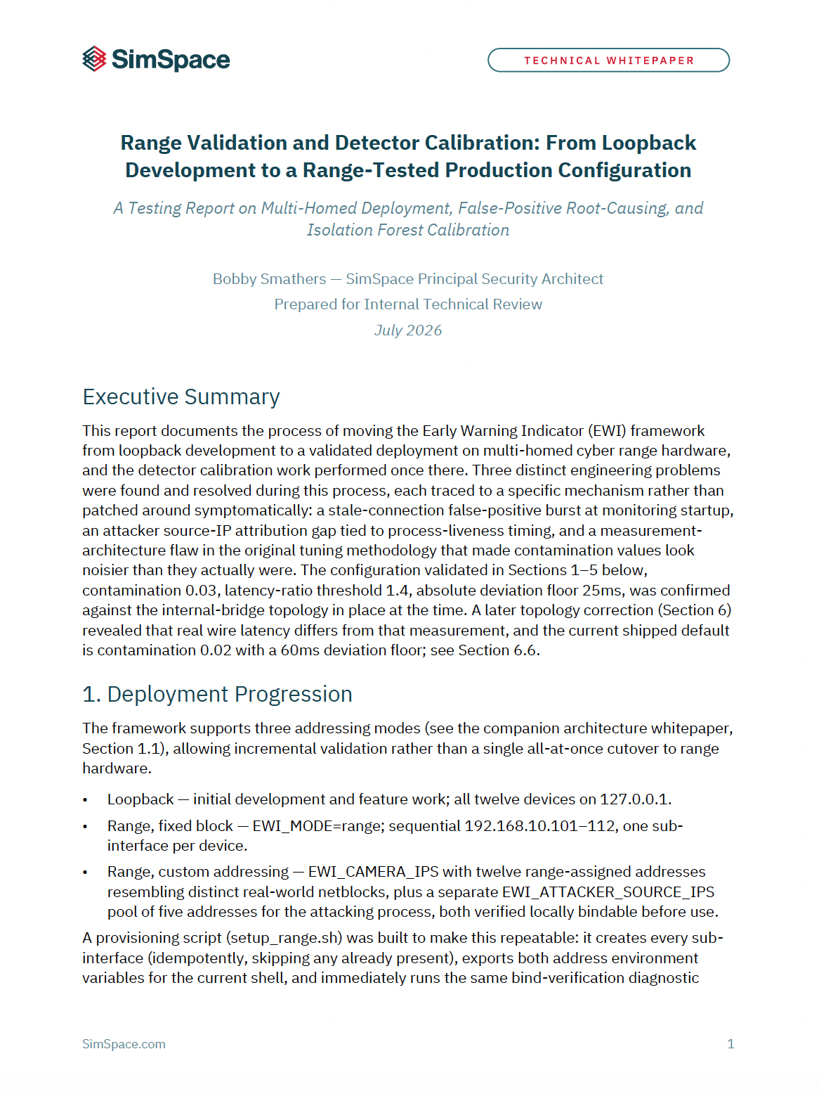 Range Validation and Detector Calibration: From Loopback Development to a Range-Tested Production Configuration